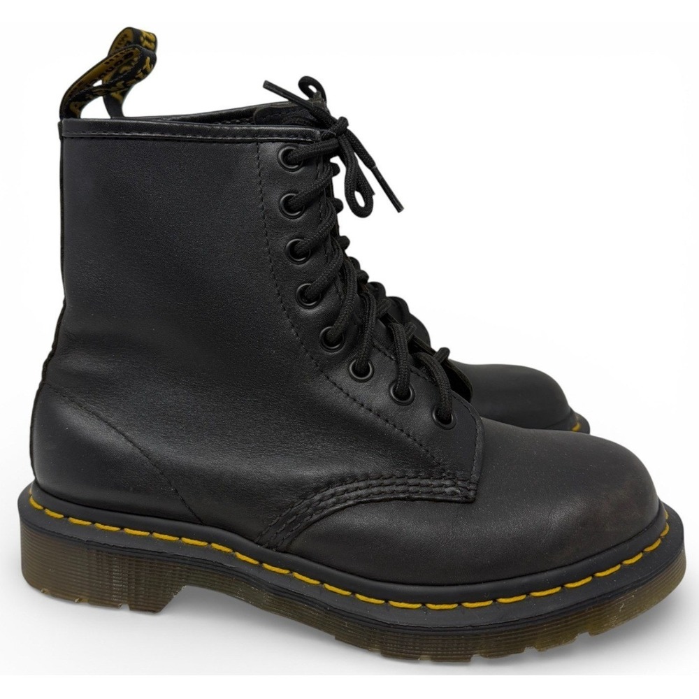 Dr‎ Martens 1460 Greasy Leather Lace Up Boots Womens US 6 Black Gothic Punk